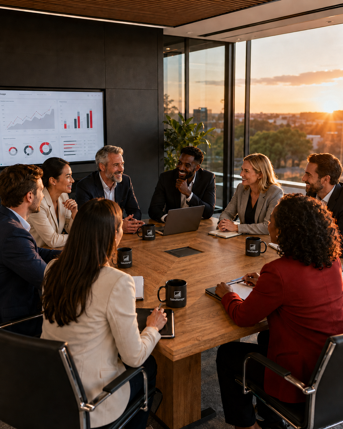 Commercial leadership in a real decision-making situation — natural light, editorial framing